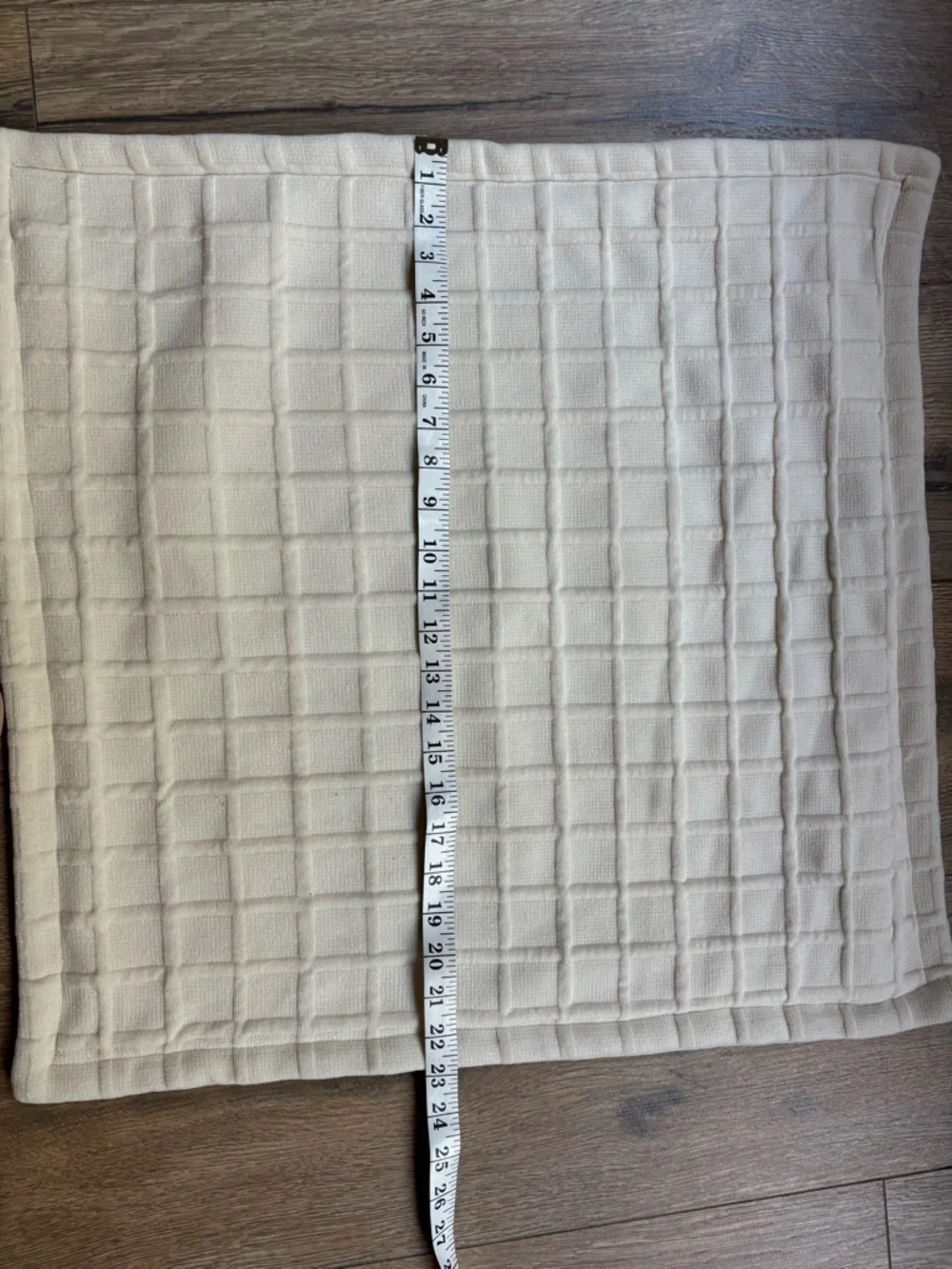 Calvin Klein Cream Quilted Square Throw Pillow Cover 22x22” Neutral